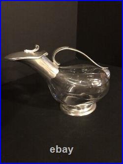 Vintage Silver And Glass Bird Shaped Wine Claret Decanter MCM Made In France