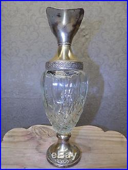 Vintage Silver & Cut Glass Baroque Rococo Ewer Vintage Decanter Circa 1960