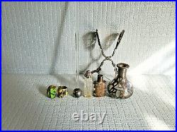 Vintage Silver Lace Glass Bottle & Other Miniature Mixed Lot Items