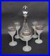 Vintage-Silver-Overlay-Frosted-Glass-Liquor-Decanter-w-Stopper-5-Pc-Cordial-01-cz