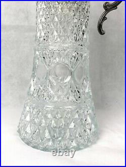 Vintage Silver Plate Cut Glass Claret Decanter Pimm Jug with Internal Tube for Ice