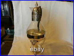 Vintage Silver Plate & Glass Coffee / Tea Carafe Pitcher With Warmer Stand BNOS