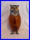 Vintage-Spanish-Alpaca-Silver-Plate-Amber-Glass-Owl-Decanter-Ewer-Jug-Spain-01-qlq
