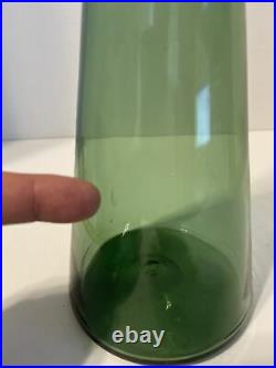 Vintage Spruce Green Glass Decanter Blenko Genie Bottle MID Century Modern