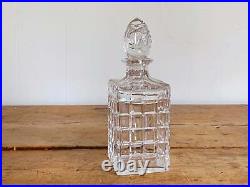 Vintage Square Cut Crystal Glass Decanter with Solid Crystal Stopper