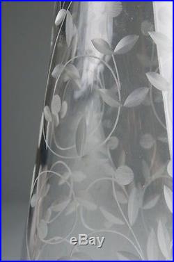 Vintage St. Louis Cristal France Crystal Glass Decanter Etched Vine Pattern 11