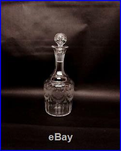 Vintage St Louis Glassworks Crystal Decanter Etched Lion Swags Pattern Thumbprin
