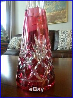 Vintage St. Saint Louis Massenet French Crystal Cranberry Cut to Clear DECANTER