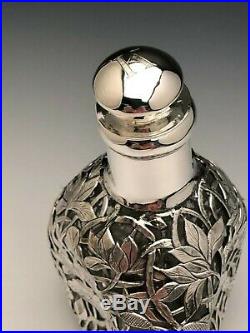 Vintage Sterling & Glass Decanter with Stopper 7.5, a little bent