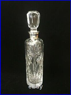 Vintage Sterling Silver Mounted Cut Crystal Decanter withStopper, 12 1/4 Tall