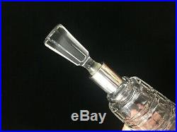 Vintage Sterling Silver Mounted Cut Crystal Decanter withStopper, 12 Tall