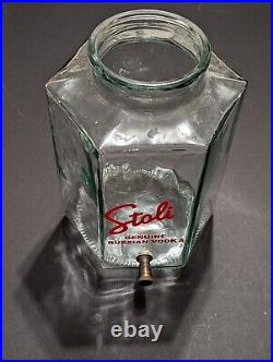 Vintage Stoli Stolichnaya Vodka Glass Drink Dispenser Brass Spigot Made In Italy