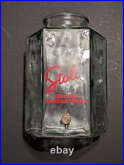 Vintage Stoli Stolichnaya Vodka Glass Drink Dispenser Brass Spigot Made In Italy
