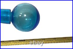 Vintage Style MCM Mid Century Blue Bubble Art Glass Decanter withBall Stopper
