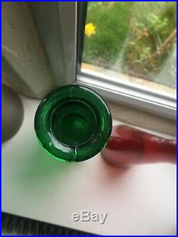 Vintage Swirl Glass Emerald Green Genie Bottle 1960s Italian Empoli Decanter
