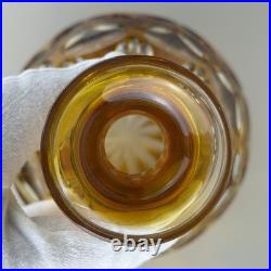 Vintage Tall Amber Cut Crystal Decanter With Stopper And NACHTMANN Wine Glass