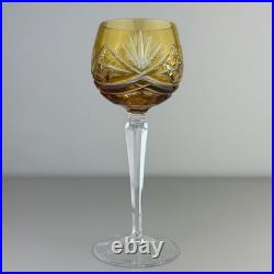 Vintage Tall Amber Cut Crystal Decanter With Stopper And NACHTMANN Wine Glass