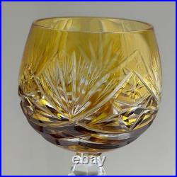 Vintage Tall Amber Cut Crystal Decanter With Stopper And NACHTMANN Wine Glass