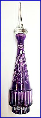 Vintage Tall Crystal Cut To Clear Purple Decanter West Germany 23 tall