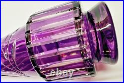 Vintage Tall Crystal Cut To Clear Purple Decanter West Germany 23 tall