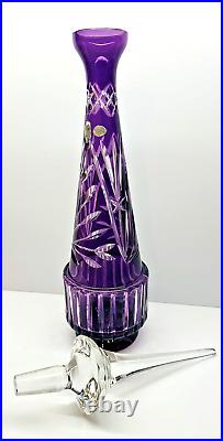 Vintage Tall Crystal Cut To Clear Purple Decanter West Germany 23 tall