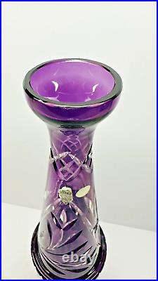 Vintage Tall Crystal Cut To Clear Purple Decanter West Germany 23 tall