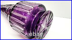 Vintage Tall Crystal Cut To Clear Purple Decanter West Germany 23 tall