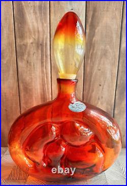 Vintage Tangerine decanter By Rossini Of Madonna & child