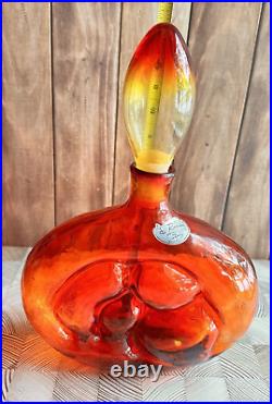 Vintage Tangerine decanter By Rossini Of Madonna & child