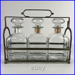 Vintage Tantalus Italy Glass Liquor Decanter 3 Bottles Italian