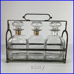 Vintage Tantalus Italy Glass Liquor Decanter 3 Bottles Italian