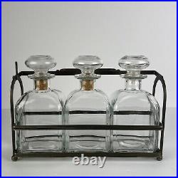 Vintage Tantalus Italy Glass Liquor Decanter 3 Bottles Italian