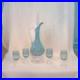 Vintage-Teal-Blue-empoli-glass-decanter-With-4-Glasses-italian-Made-14-Tall-01-cy