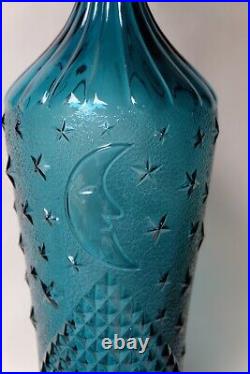 Vintage Teal Genie Bottle Decanter Empoli Moon Stars MCM