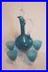 Vintage-Teal-Murano-Glass-Decanter-With-Clear-Stopper-and-Four-Wine-Glasses-MCM-01-bq