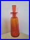 Vintage-Textured-Rainbow-Glass-Company-Bright-Tangerine-Decanter-Bottle-MCM-01-sy