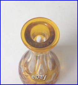 Vintage Topaz/Amber Cut-to-Clear Engraved Glass 12.25 Decanter