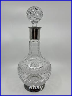 Vintage Topazio Casquinha Silver Plate Mounted Cut Clear Glass Decanter Stopper