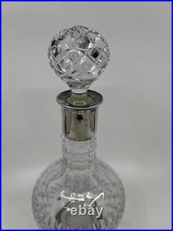 Vintage Topazio Casquinha Silver Plate Mounted Cut Clear Glass Decanter Stopper