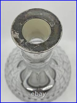 Vintage Topazio Casquinha Silver Plate Mounted Cut Clear Glass Decanter Stopper