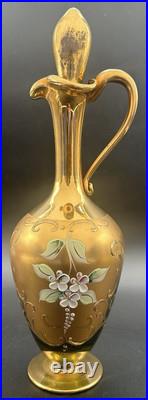 Vintage Tre Fuochi Murano Glass Decanter 6 Cordials Italy Bohemian Multi Colored