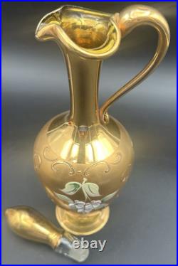 Vintage Tre Fuochi Murano Glass Decanter 6 Cordials Italy Bohemian Multi Colored