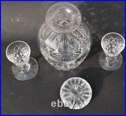 Vintage Tudor England Crystal Decanter Latimer Pattern 2 shot glass signed