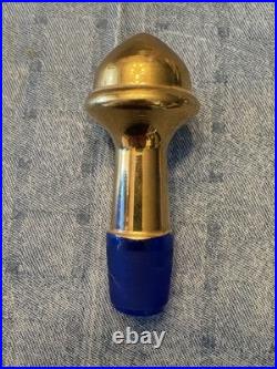 Vintage Ucagco Japan Decanter Vase Blue Glass Flower With 4 Shot Glasses