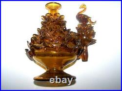 Vintage Unique MCM Blown Amber Glass Pinecone Carafe Decanter Swan Stopper