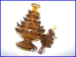 Vintage Unique MCM Blown Amber Glass Pinecone Carafe Decanter Swan Stopper