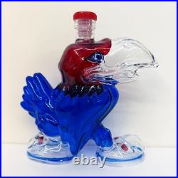 Vintage University of Kansas KU Jayhawk Figural Glass Bottle Decanter
