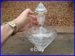 Vintage Unusual Stuart Stuart Crystal Linear Diamond Top Cut Glass Decanter 12