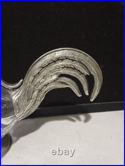 Vintage Valpetro Pitcher Made in Italy Rooster Pewter & Glass 11 Decanter