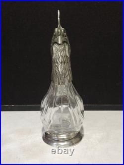 Vintage Valpetro Pitcher Made in Italy Rooster Pewter & Glass 11 Decanter